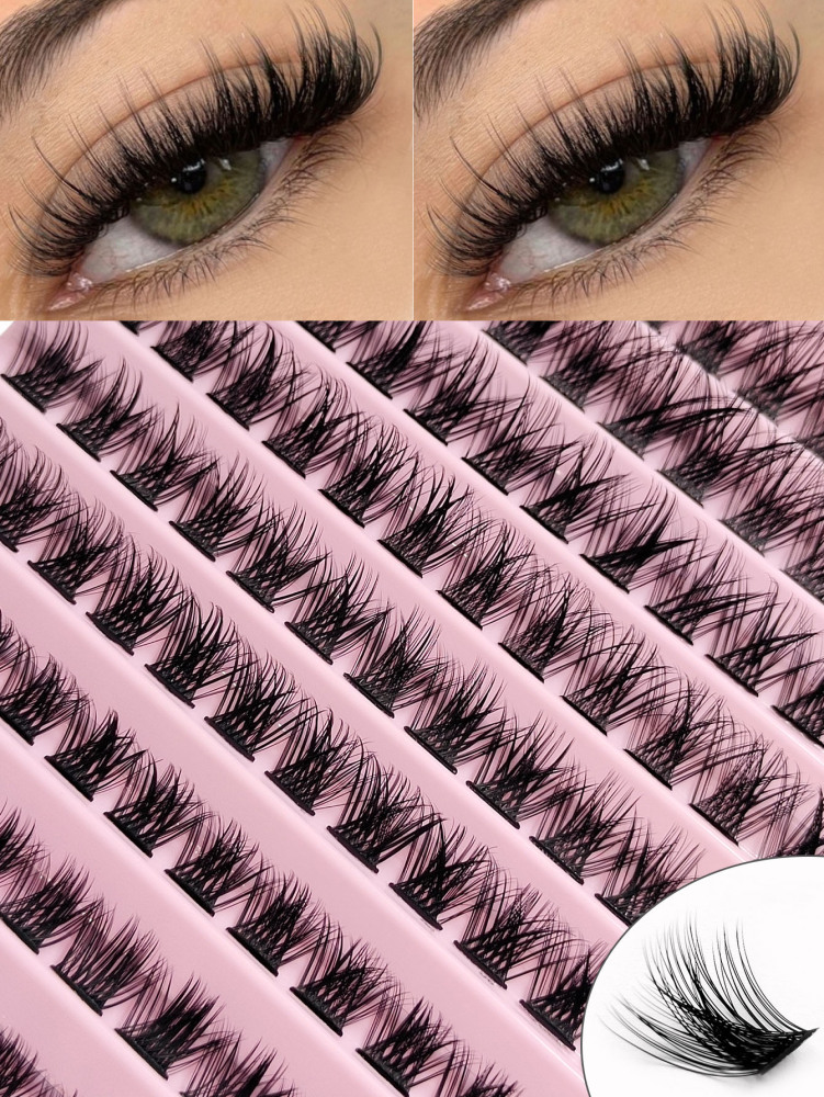 120 PCS D Curl Clusters Lash 8-16mm Individual Lashes Extensions Crossed Wispy Natural Look Lashes Fluffy Soft Cluster Lashes Clusters,Eyelash Clusters,Individual Eyelashes,Lashes,Fake Lashes