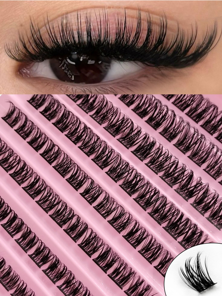 120PCS D Curl Cluster Lashes Volume Crossed Lashes Natural Look 8-16MM DIY False Lashes Fluffy Soft Eyelashes Extension Lash Clusters, Eyelash Clusters, Individual Eyelashes, Lashes, Fake Lashes