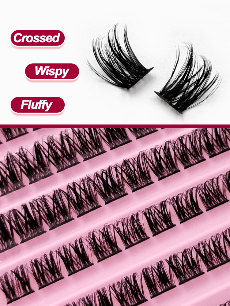 120PCS D Curl Cluster Lashes Volume Crossed Lashes Natural Look 8-16MM DIY False Lashes Fluffy Soft Eyelashes Extension Lash Clusters, Eyelash Clusters, Individual Eyelashes, Lashes, Fake Lashes
