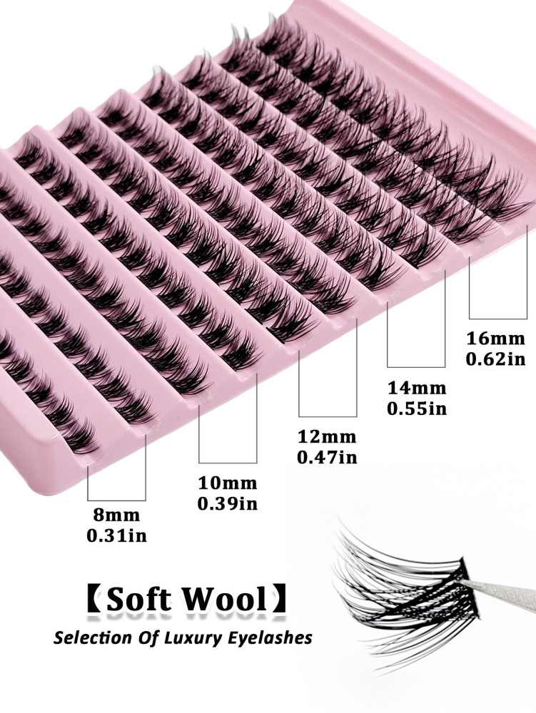 120 PCS D Curl Clusters Lash 8-16mm Individual Lashes Extensions Crossed Wispy Natural Look Lashes Fluffy Soft Cluster Lashes Clusters,Eyelash Clusters,Individual Eyelashes,Lashes,Fake Lashes