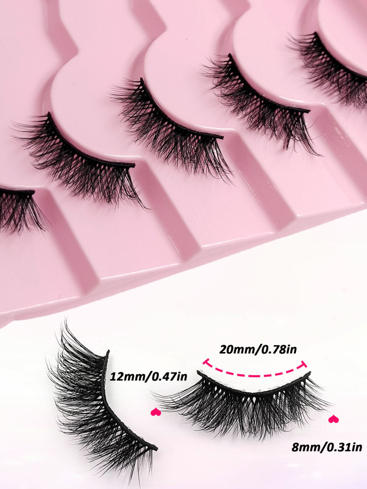 Asiteo New 7 Pairs Half Lashes Soft Natural Cat Eye Lashes Makeup Tool Fake Fluffy Crossed Eyelashes Extension