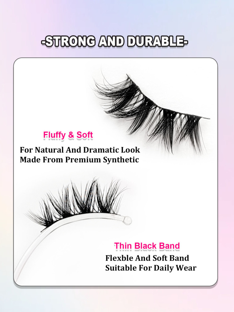 Asiteo 7 Pairs Half Fake Eyelashes Soft Natural Look Cat Eye Lashes Wispy Crossed Fluffy Eyelashes