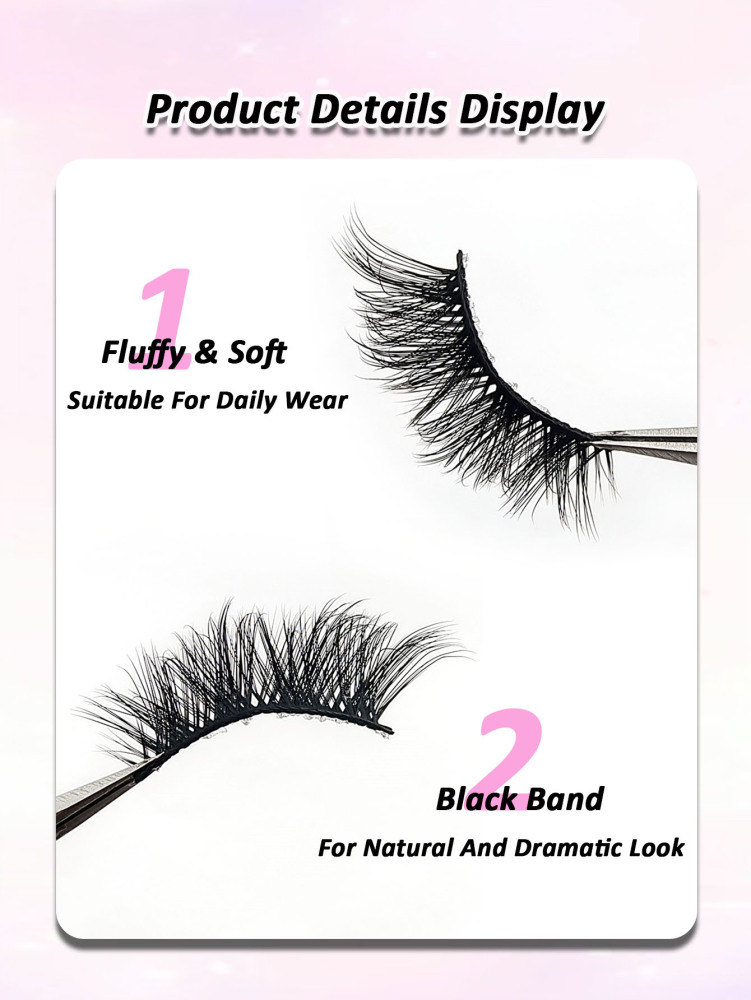 Asiteo New 7 Pairs Half Lashes Soft Natural Cat Eye Lashes Makeup Tool Fake Fluffy Crossed Eyelashes Extension