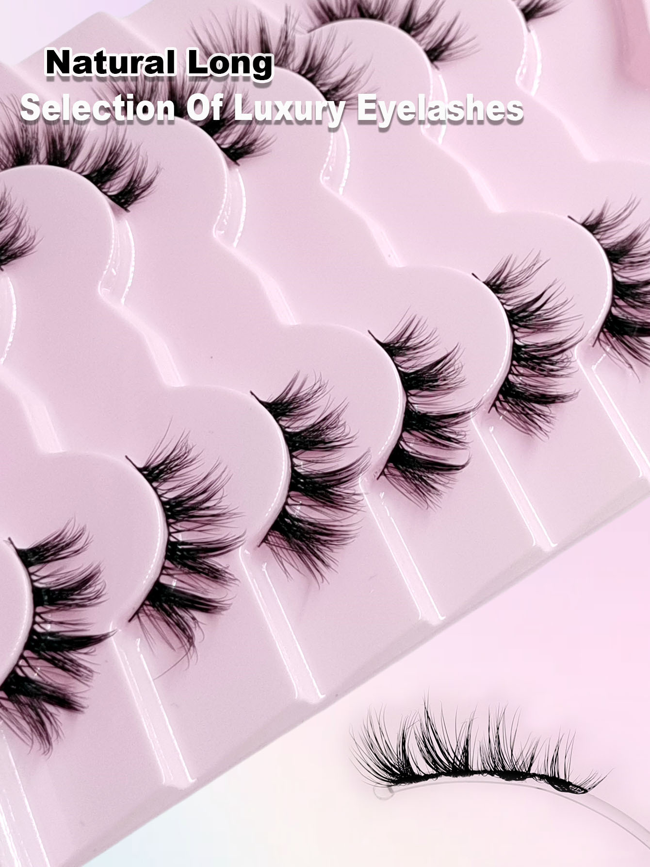 Asiteo 7 Pairs Half Fake Eyelashes Soft Natural Look Cat Eye Lashes Wispy Crossed Fluffy Eyelashes