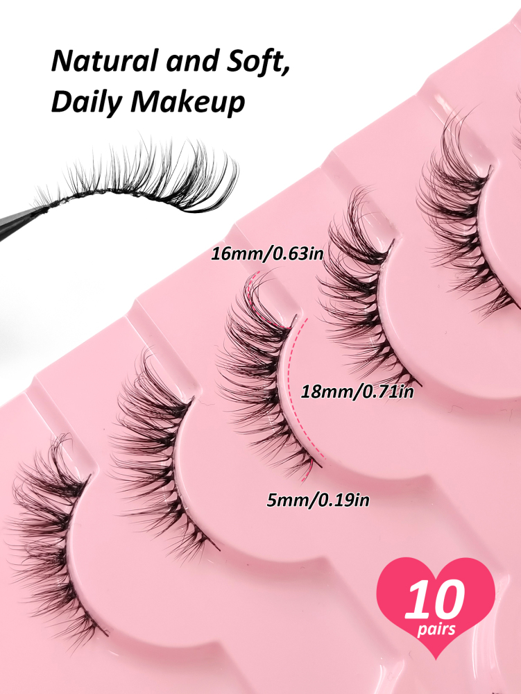 10 Pairs Corner Eyelashes Half Eyelash Natural Look Cat Eye Look False Eyelashes, Comfortable Soft Long Half Lashes Lightweight is Good Makeup Tool Lashes Corner Eyelashes