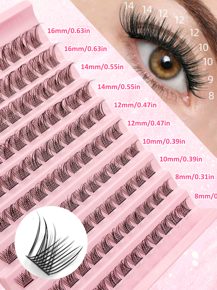 120Pcs Individual Eyelash D Curl 8-16mm Mixed Length Individual Natural Look Cluster Eyelash Segmented Individual False Eyelashes Ultra-light Individual Eyelash