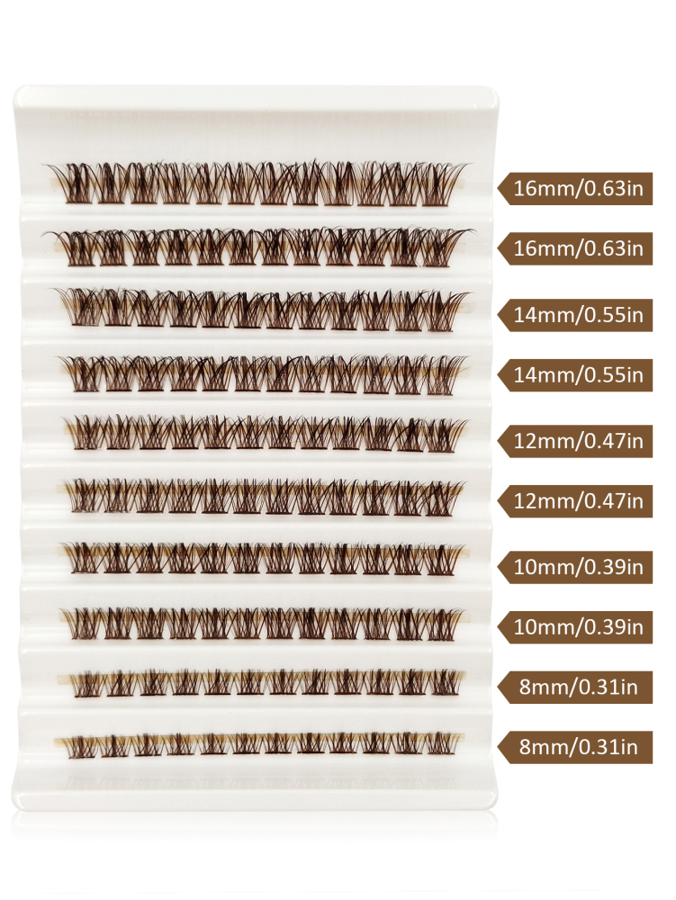 120Pcs D Curl Brown Cluster Eyelashes Natural Crossed Thick Fluffy Eyelash Clusters Eyelash Extensions 8-16mm DIY Eyelash Individual Eyelash