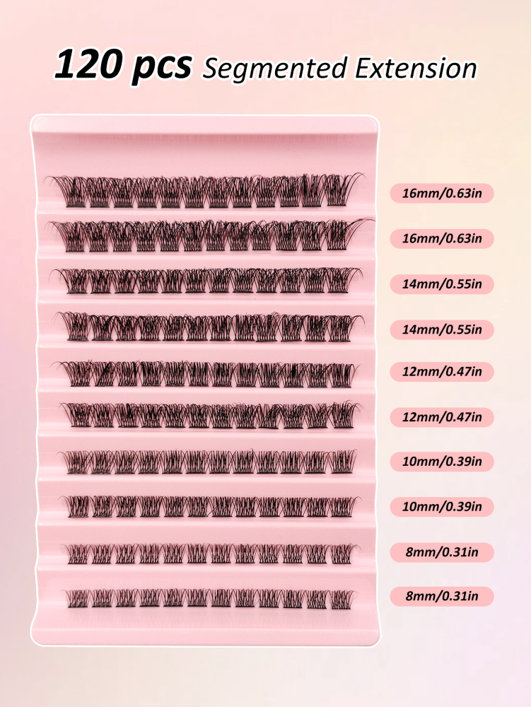 Individual Eyelash 120pcs D Curl Mixed Length 8-16mm Fluffy And Wispy Natural Eyelash Extensions DIY Eyelash Reusable Cluster Eyelash