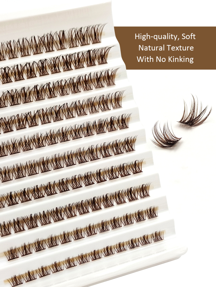 120Pcs D Curl Brown Cluster Eyelashes Natural Crossed Thick Fluffy Eyelash Clusters Eyelash Extensions 8-16mm DIY Eyelash Individual Eyelash
