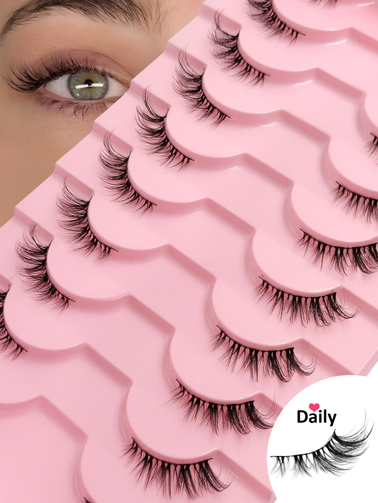 10 Pairs Corner Eyelashes Half Eyelash Natural Look Cat Eye Look False Eyelashes, Comfortable Soft Long Half Lashes Lightweight is Good Makeup Tool Lashes Corner Eyelashes