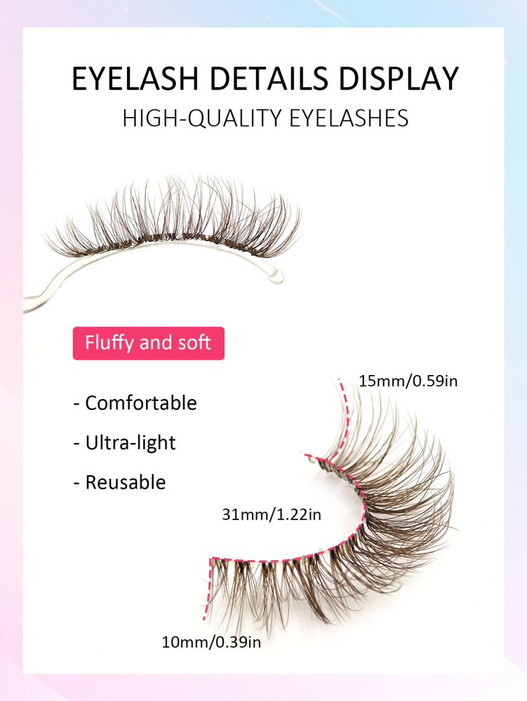 5 Pairs Natural Look Brown False Eyelashes Manga Lashes Wispy Dramatic Manga Lashes Natural Lashes Extension Makeup