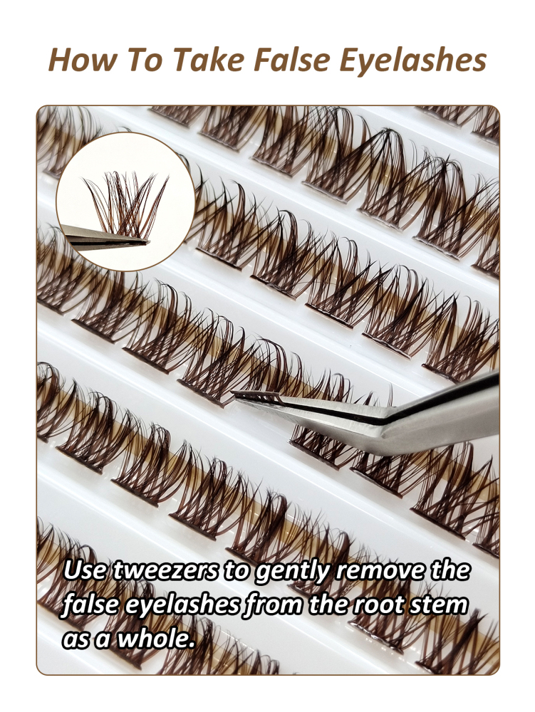 120Pcs D Curl Brown Cluster Eyelashes Natural Crossed Thick Fluffy Eyelash Clusters Eyelash Extensions 8-16mm DIY Eyelash Individual Eyelash