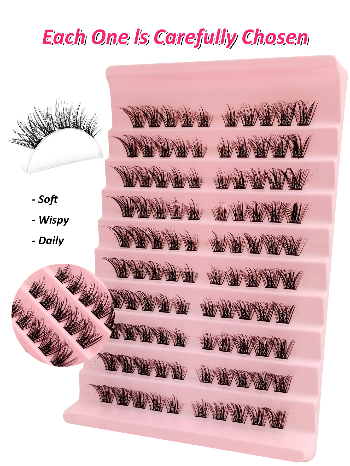 100PCS (8-16mm) of Fox Eyelash D Curly Faux Mink Eyelash Expansion , Natural Appearance And Soft Personal Long Eyelash, Box Mix Natural Look