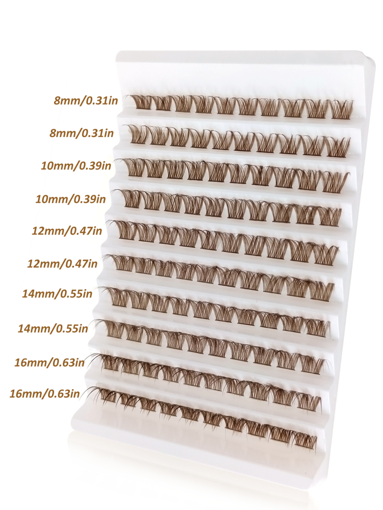 100 Pcs Brown Cluster Eyelashes Enlarged Eye D Curl Grafting Individual Volume Eyelash Extension Makeup Tool For Natural And Dramatic Look Fake Eyelash DIY At Home
