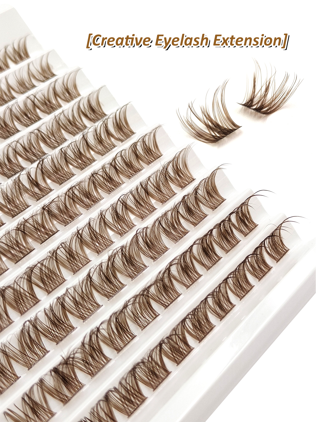 100 Pcs Brown Cluster Eyelashes Enlarged Eye D Curl Grafting Individual Volume Eyelash Extension Makeup Tool For Natural And Dramatic Look Fake Eyelash DIY At Home