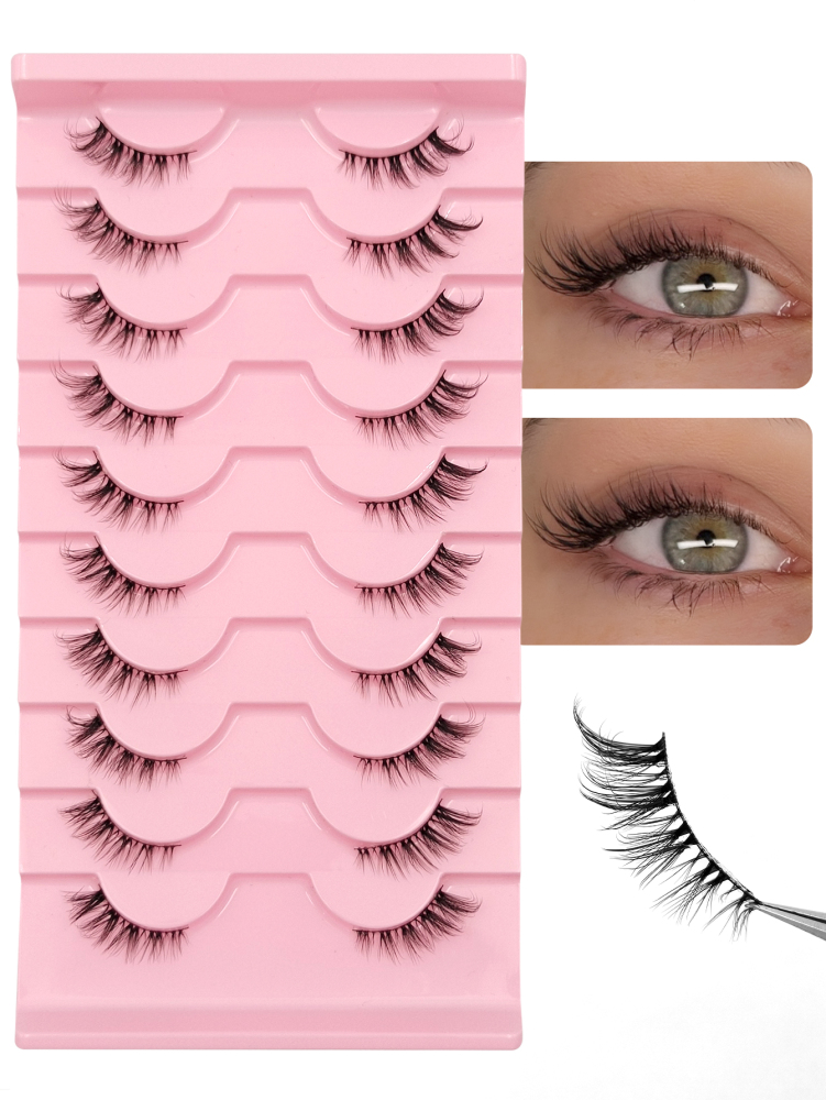 10 Pairs Corner Eyelashes Half Eyelash Natural Look Cat Eye Look False Eyelashes, Comfortable Soft Long Half Lashes Lightweight is Good Makeup Tool Lashes Corner Eyelashes