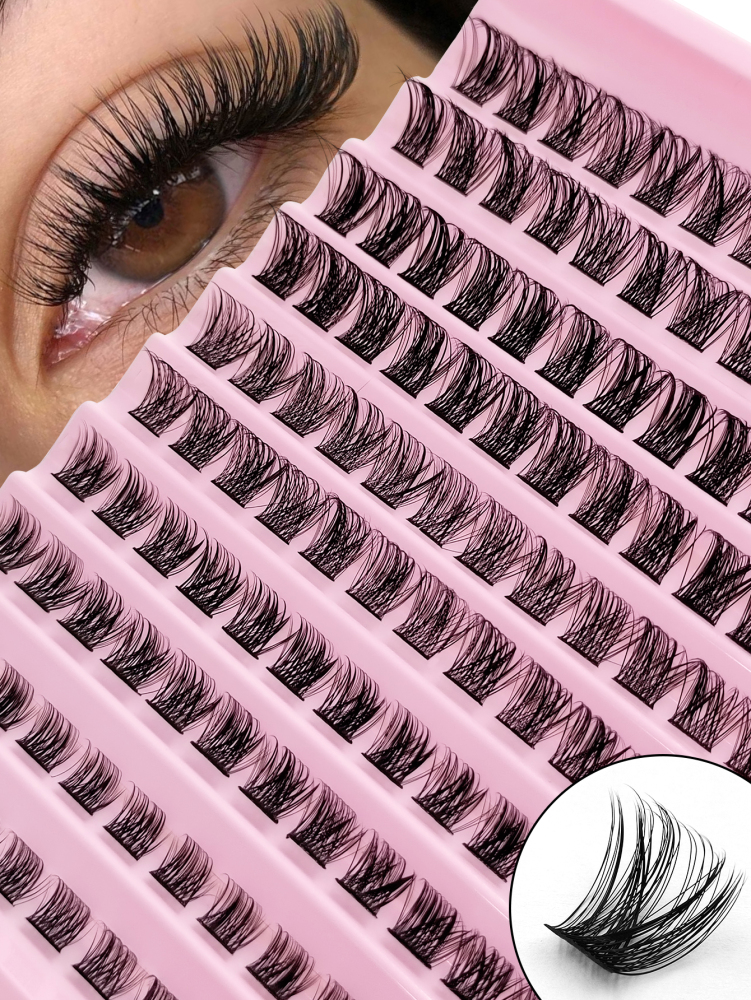 120 Pcs D Curl Natural Eyelashes Extension 8-16mm Mixed Length Fluffy & Wispy Soft Cluster Lashes DIY Eyelash Reusable Makeup Suitable For Holiday Parties False Eyelashes Cat Eye Lashes For Various Occasions