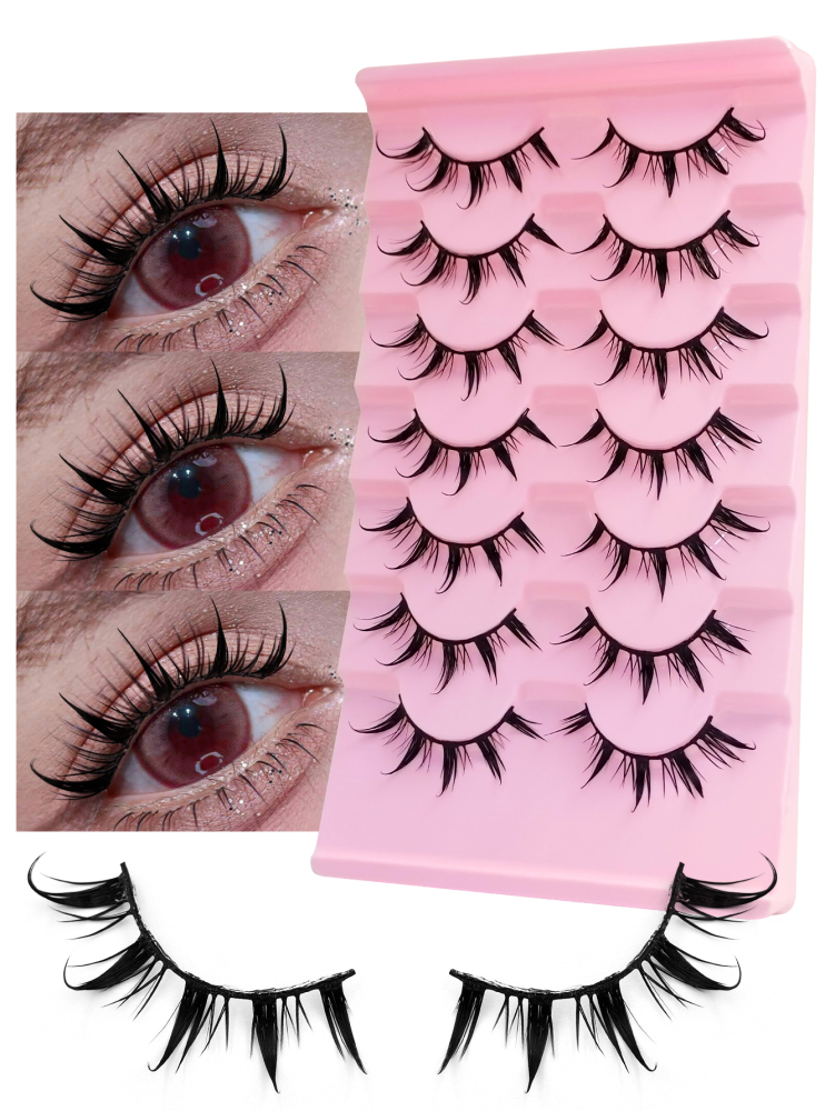 7 Pairs Wet Lashes Anime False Eyelashes Cosplay Fake Lashes Dramatic Eyelashes Wet Eyelashes Extensions Makeup Tool
