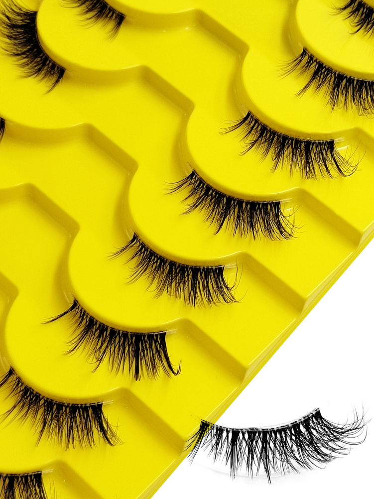 10 Pairs Half Eye Lashes Fluffy Lightweight And Soft Natural Look False Eyelashes Cat Eye Lashes ,For Used Daily Makeup Extensions Reusable Suitable For Holiday Parties Christmas Stocking Christmas Gifts False Eyelashes