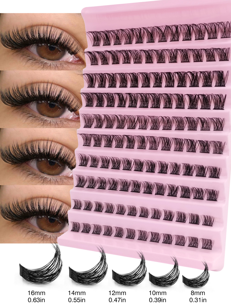 120 Pcs D Curl Natural Eyelashes Extension 8-16mm Mixed Length Fluffy & Wispy Soft Cluster Lashes DIY Eyelash Reusable Makeup Suitable For Holiday Parties False Eyelashes Cat Eye Lashes For Various Occasions