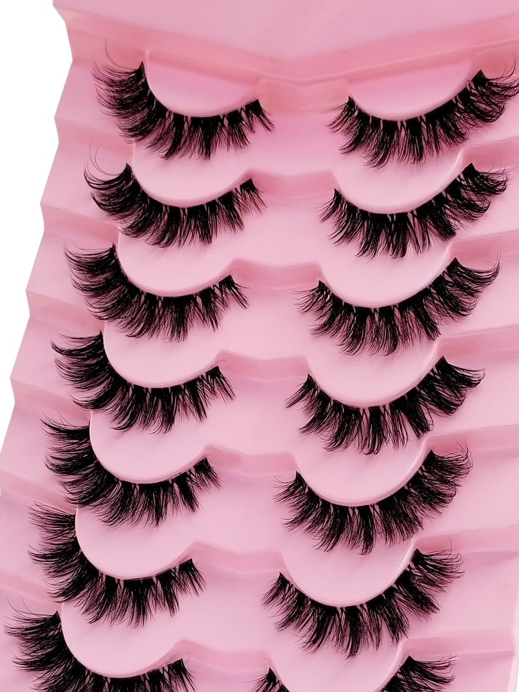 7 Pairs New Thick Lashes Full Strip Lashes Cat Eye Lashes Clear Band Reusable Eyelashes Suitable For Holiday Parties Kpop Christmas Stocking Stuffers Christmas Gifts Makeup