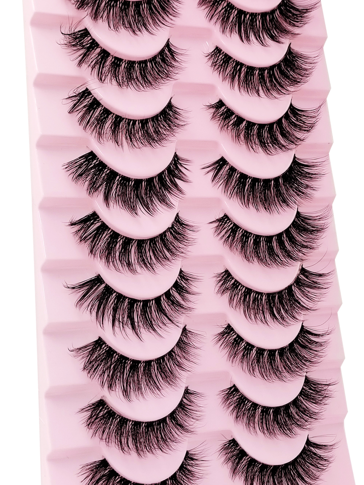10 Pairs Of Fluffy Faux Mink Lashes Slim False Eyelashes Clear Band Thick False Eyelashes Curling False Eyelashes 3D Natural False Eyelashes Suitable For Holiday Parties Halloween Christmas False Eyelashes Cat Eye Lashes For Various Occasions