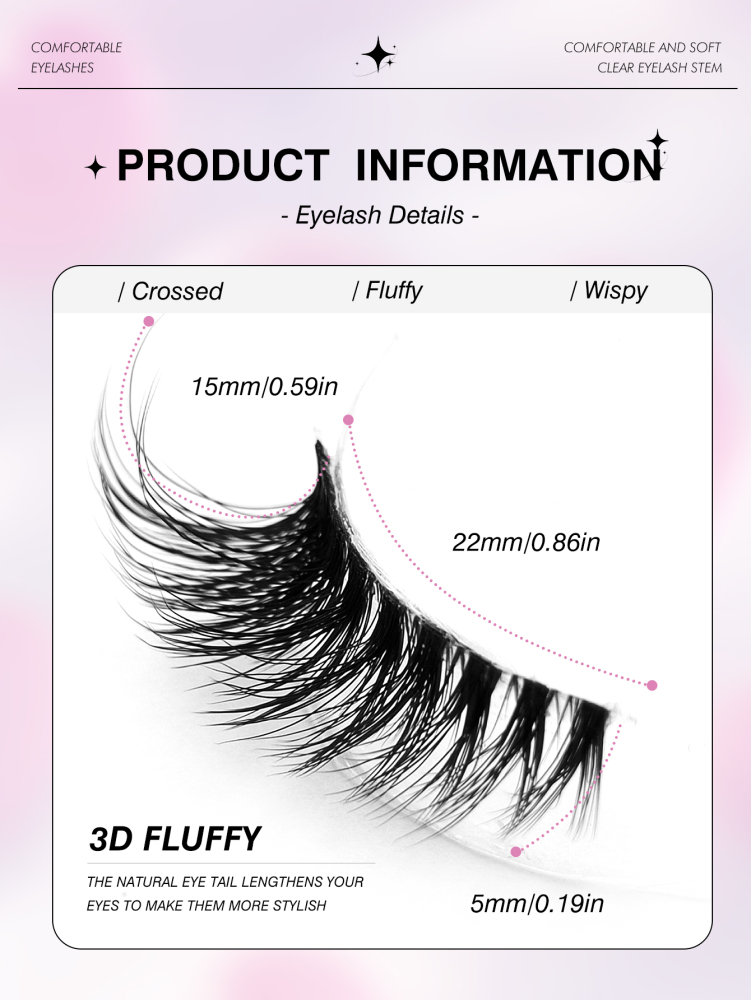 7 Pairs Of Natural Style Clear Band Half Eye Lashes, Fox Eye Cat Eye Eye Tail Elongation Soft And Light Eyelashes, Suitable For Beginners Easy To Wear Suitable For Daily Dating