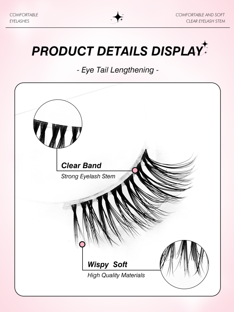 7 Pairs Half Lashes With Clear Band Natural Look Cat Eye Lashes Fluffy Wispy Soft Faux Mink Lashes Natural Makeup，Suitable For Daily Makeup, Beauty Blogger Makeup