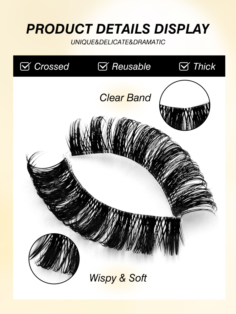 10 Pairs D Curl Russian Strip Lashes Clear Band Volume Thick False Eyelashes Curly Dramatic Full Strip Lashes Suitable For Holiday Parties False Eyelashes Cat Eye Lashes For Various Occasions Makeup