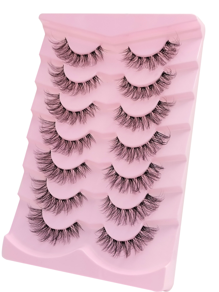 7 Pairs Messy Natural Cat Eye Lashes Clear Band Lashes Cat Eye Look Wispy Lashes Eye End Elongated Full Strip Soft Natural Realistic False Eyelashes Suitable For Holiday Parties Halloween Christmas False Eyelashes For Various Occasions
