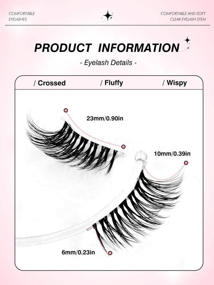 7 Pairs Half Lashes With Clear Band Natural Look Cat Eye Lashes Fluffy Wispy Soft Faux Mink Lashes Natural Makeup，Suitable For Daily Makeup, Beauty Blogger Makeup