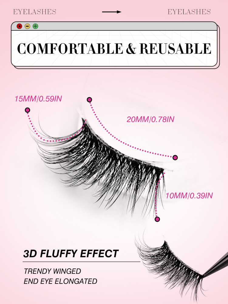 7 Pairs Of Natural Style Clear Band Half-Eye Lashes, Fox Eye Cat Eye Eye Tail Elongation Soft And Light Eyelashes, Suitable For Beginners Easy To Wear Suitable For Daily Dating