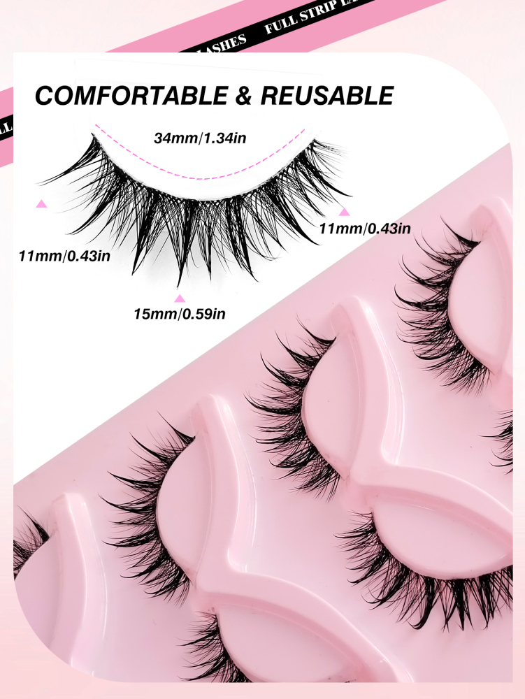 5 Pairs Messy Natural Wet Lashes Clear Band Lashes Enlarged Eye Full Strip Lashes Wispy Soft Realistic False Eyelashes Suitable For Holiday Parties Halloween Christmas False Eyelashes For Various Occasions