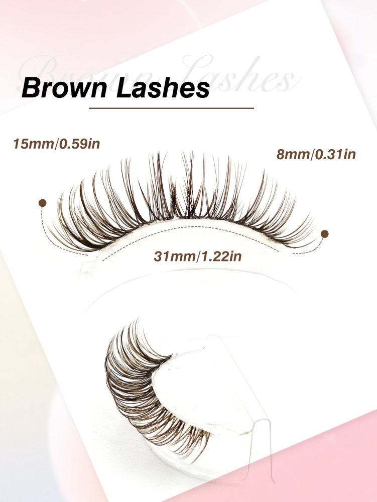7 Pairs Brown False Lashes End Eye Elongated Clear Band Soft Wispy Crossed Cat Eye Lashes Brown Fox Eye Effect Faux Mink Lashes For Daily Style Eye Makeup