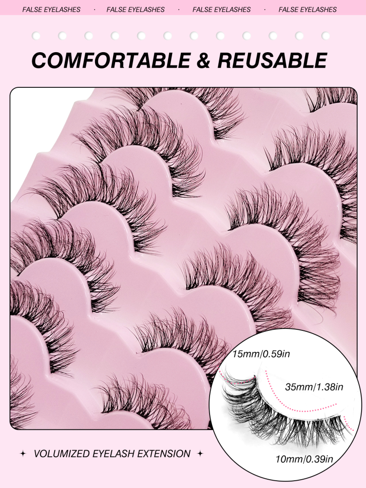 7 Pairs Messy Natural Cat Eye Lashes Clear Band Lashes Cat Eye Look Wispy Lashes Eye End Elongated Full Strip Soft Natural Realistic False Eyelashes Suitable For Holiday Parties Halloween Christmas False Eyelashes For Various Occasions