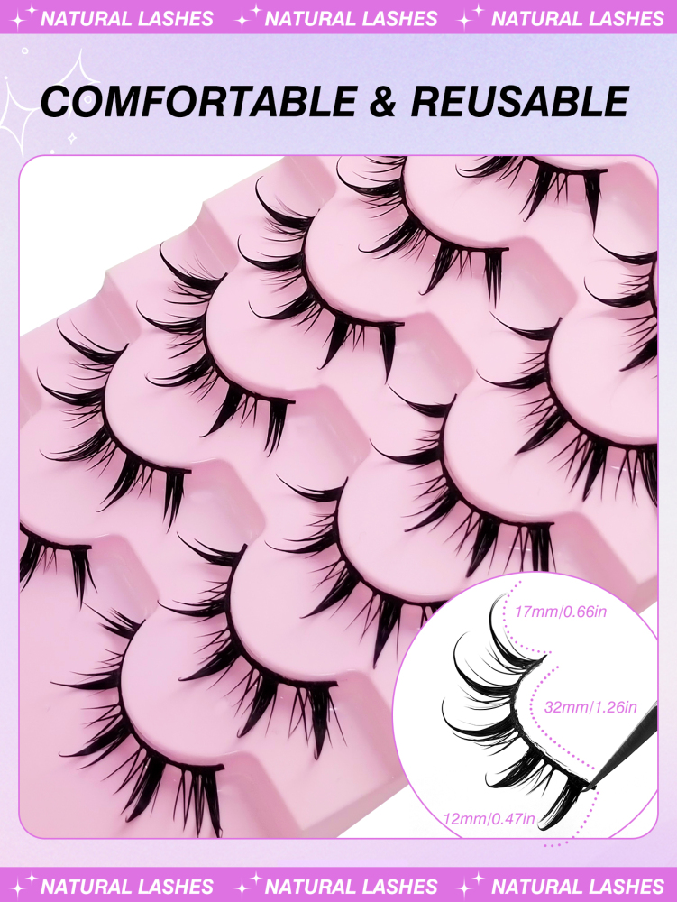 7 Pairs Wet Lashes Anime False Eyelashes Cosplay Fake Lashes Dramatic Eyelashes Wet Eyelashes Extensions Makeup Tool