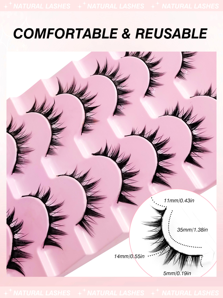 7 Pairs Manga Lashes Japanese Style Makeup Thick Eyelash Extension Cosplay Makeup Lashes Natural Wispy Eyelashes