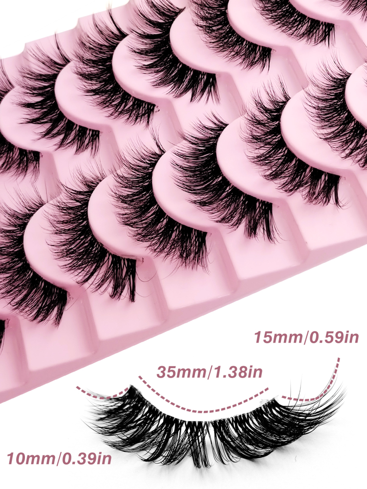 10 Pairs Of Fluffy Faux Mink Lashes Slim False Eyelashes Clear Band Thick False Eyelashes Curling False Eyelashes 3D Natural False Eyelashes Suitable For Holiday Parties Halloween Christmas False Eyelashes Cat Eye Lashes For Various Occasions