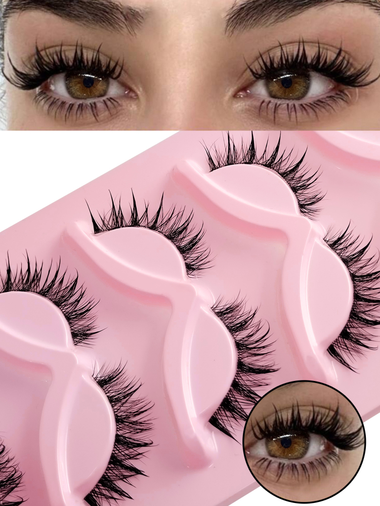 5 Pairs Messy Natural Wet Lashes Clear Band Lashes Enlarged Eye Full Strip Lashes Wispy Soft Realistic False Eyelashes Suitable For Holiday Parties Halloween Christmas False Eyelashes For Various Occasions