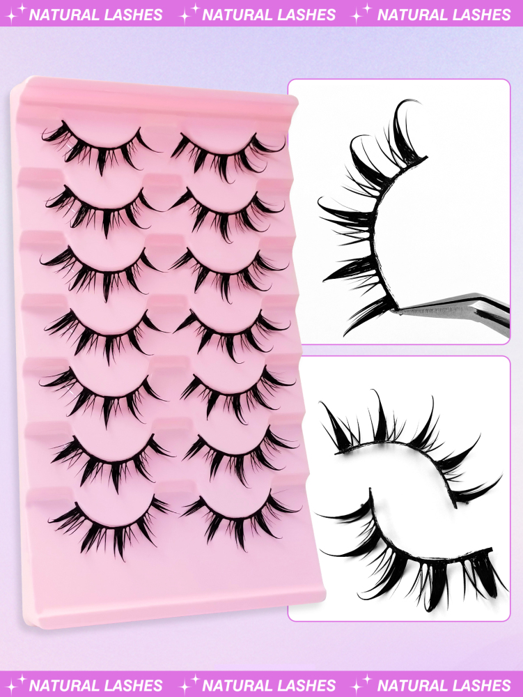 7 Pairs Wet Lashes Anime False Eyelashes Cosplay Fake Lashes Dramatic Eyelashes Wet Eyelashes Extensions Makeup Tool