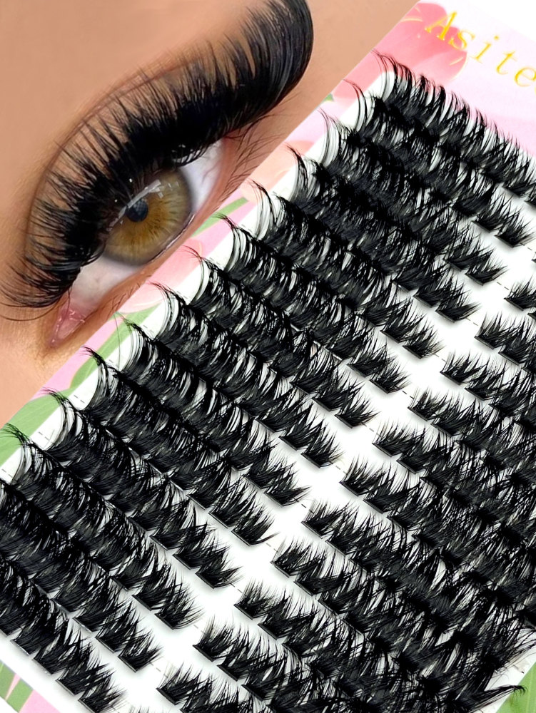 224Pcs D Curl 100D Cat Eye Cluster DIY Eyelash Extensions, Eye End Elongated Fluffy Thick Look Individual Eyelashes Dramatic Reusable Lashes