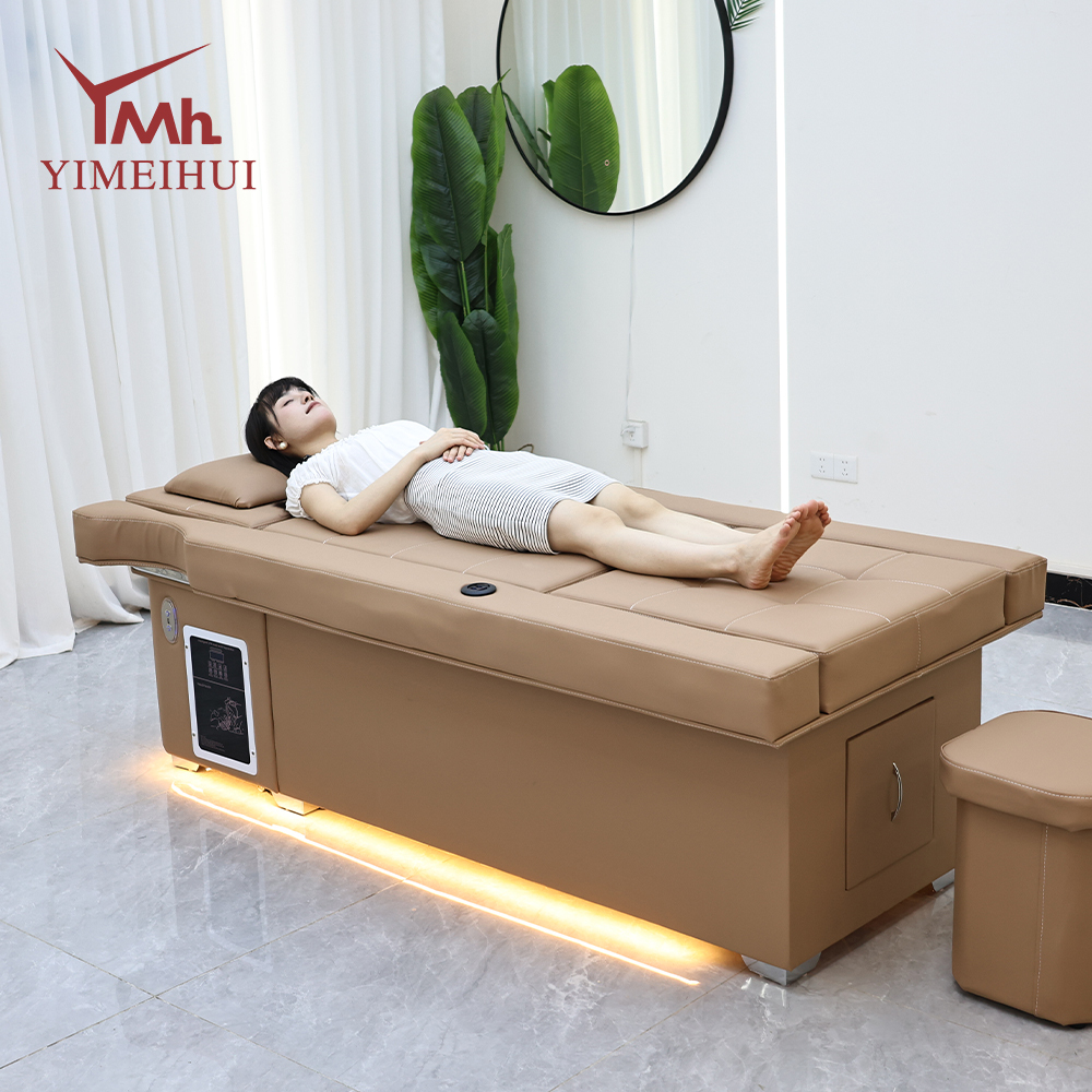 Aesthetic Luxury Electric Shampoo Chair with LED Ambient Light Smart Head Spa Bed for Salon