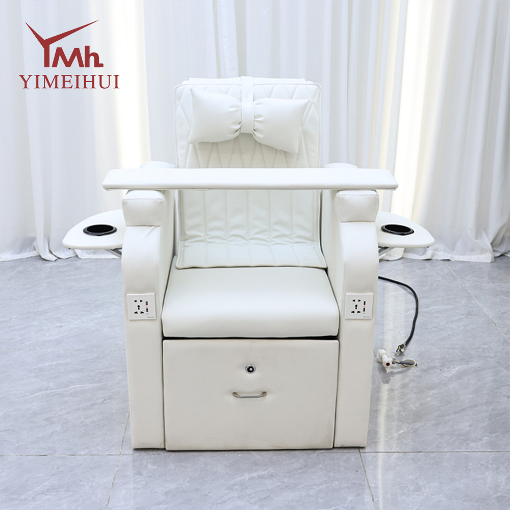 Hot Selling Electric White Leather Manicure Massage Foot Spa Chair with Extendable Footrest
