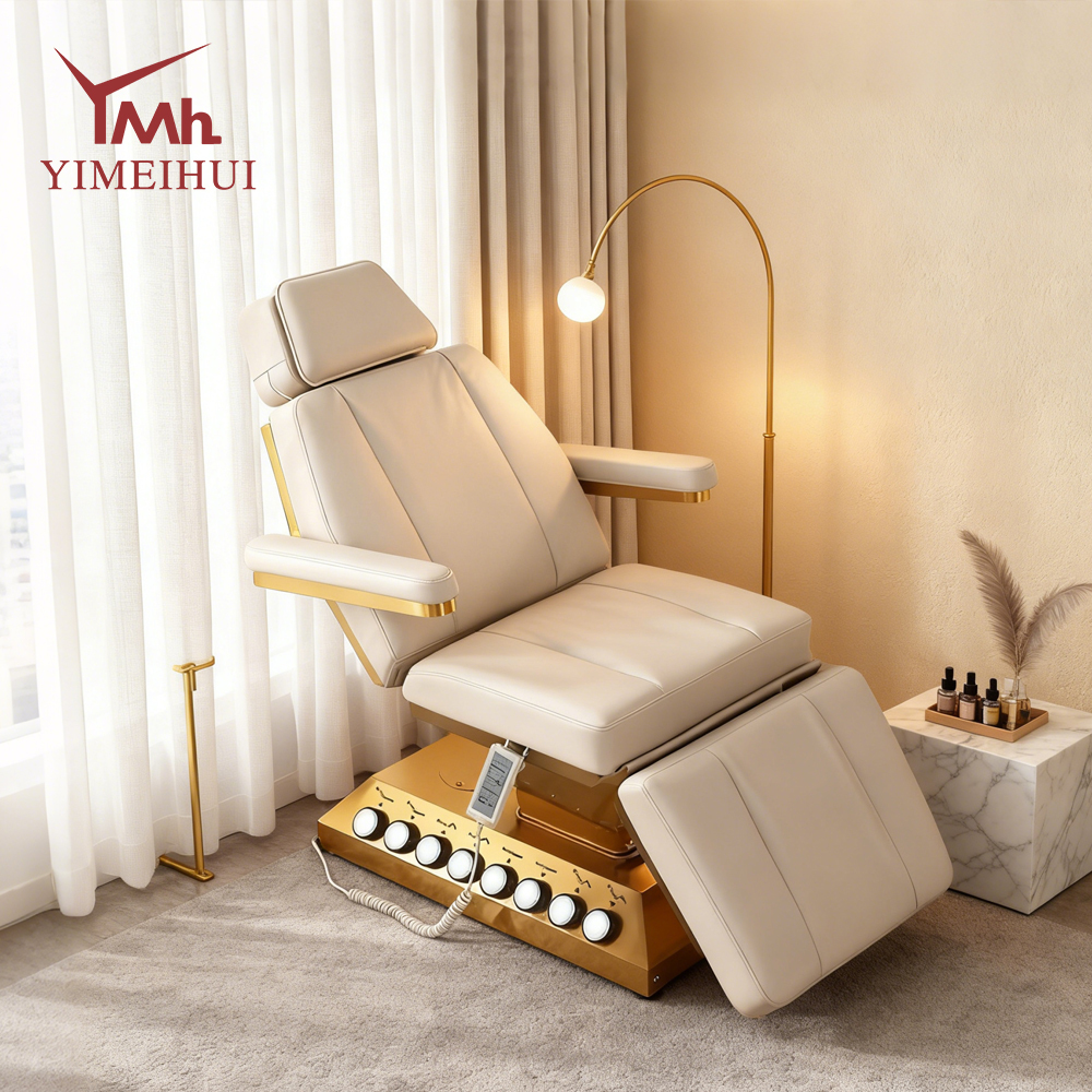 Professional Luxury Electric Spa Treatment Chair with Sturdy Metal Base and Armrests