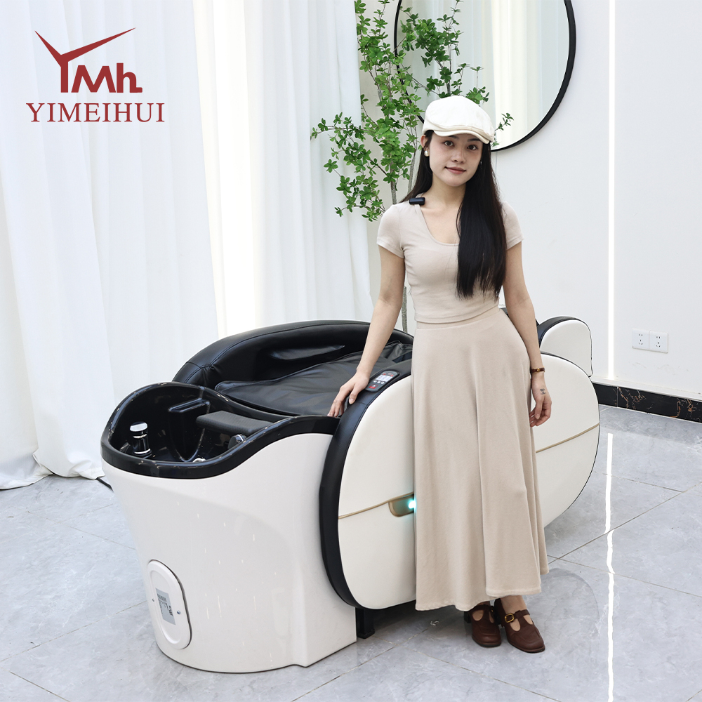 Luxury Automatic Electric Hair Hydrotherapy Massage Bed with Steamer & Adjustable Shampoo Basin