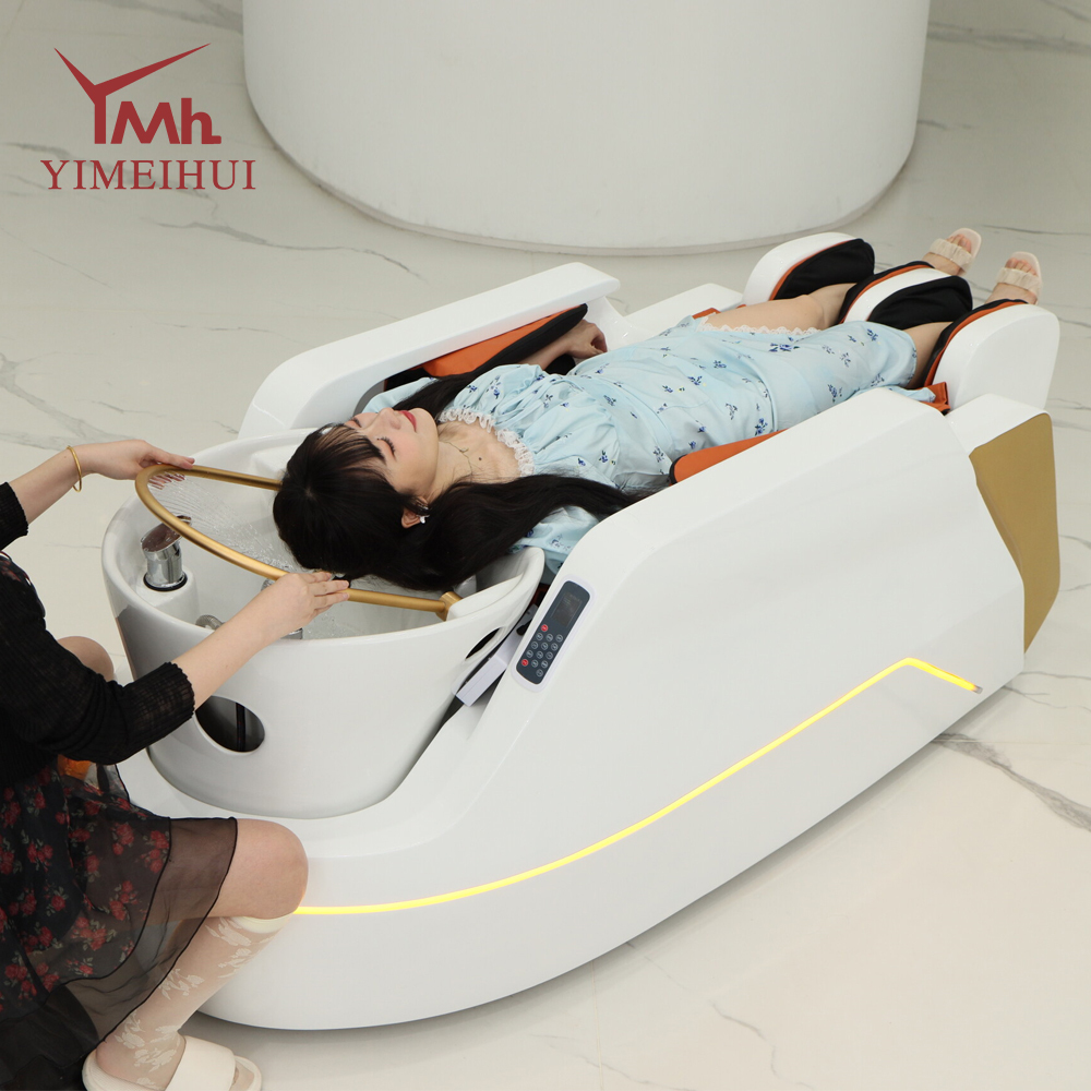 Premium Modern Electric Shampoo Bed with Touch Control & Gold Accent for Hair Salon