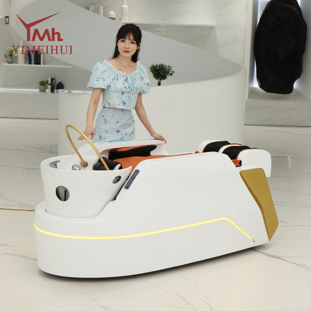 Premium Modern Electric Shampoo Bed with Touch Control & Gold Accent for Hair Salon
