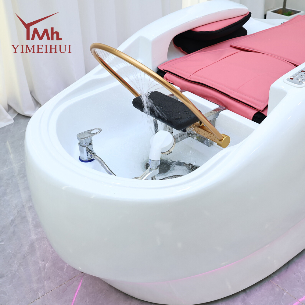 Automatic Electric Hair Salon Massage Hydrotherapy Shampoo Bed with Steamer, Adjustable Basin & Relaxation Function