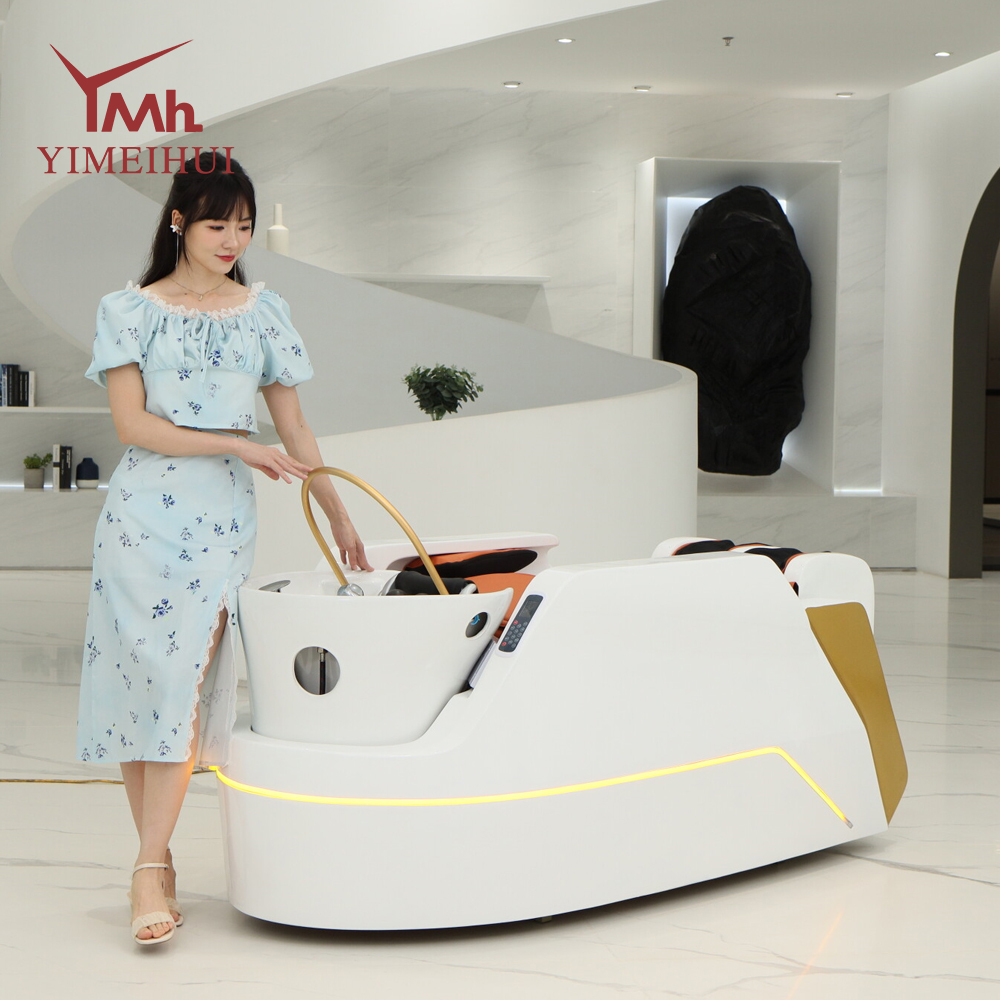 Premium Modern Electric Shampoo Bed with Touch Control & Gold Accent for Hair Salon