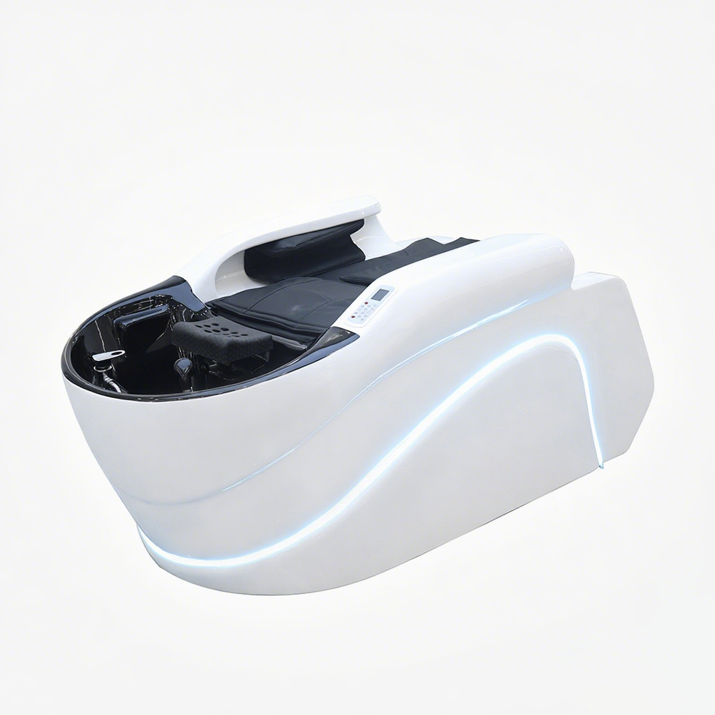 Sleek Streamline Smart Electric Head Spa Shampoo Bed with LED Ambient Light for Salon